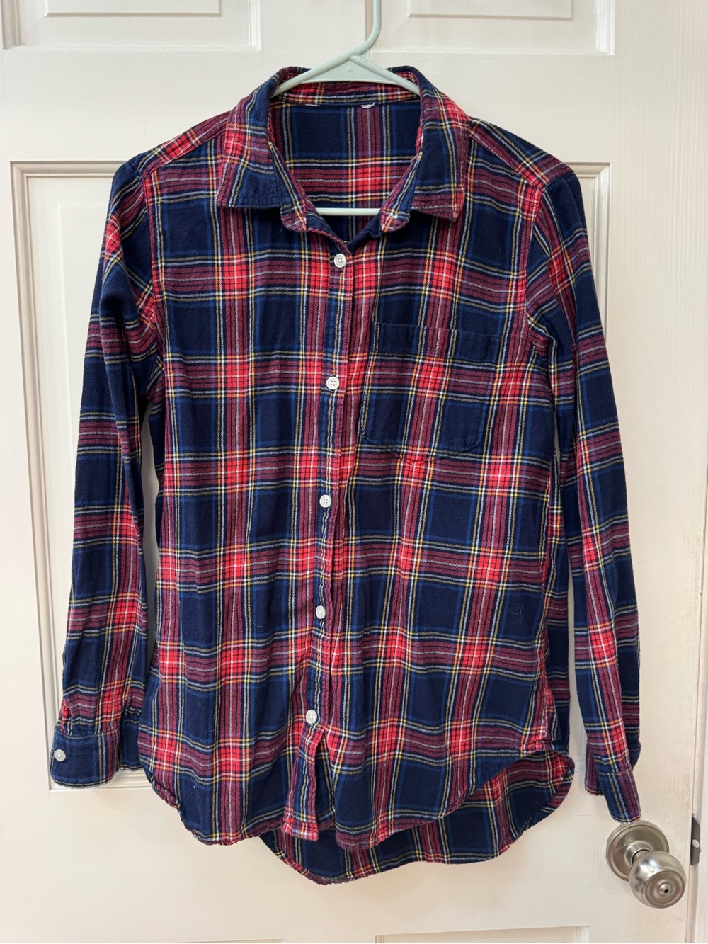 Old Navy Navy and Red Plaid Button-Down Shirt